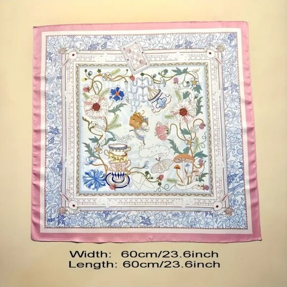 Wonderland silky scarf headwrap neckerchief Alice print inspired - Picture 2 of 6